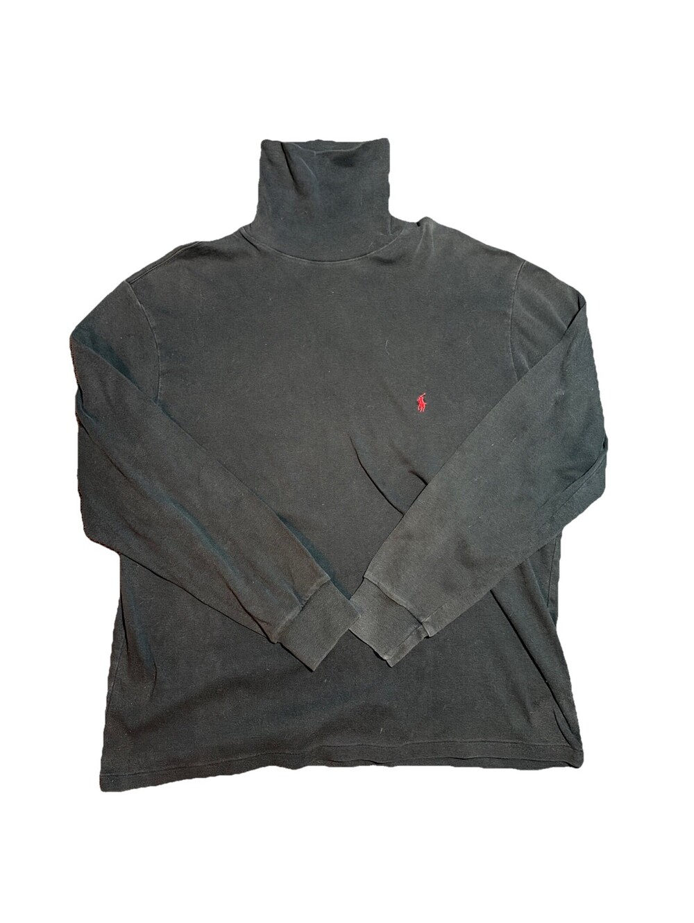 VTG 90s Polo Ralph Lauren Black Turtleneck Men’s Lg Red Pony Preppy Classic Knit